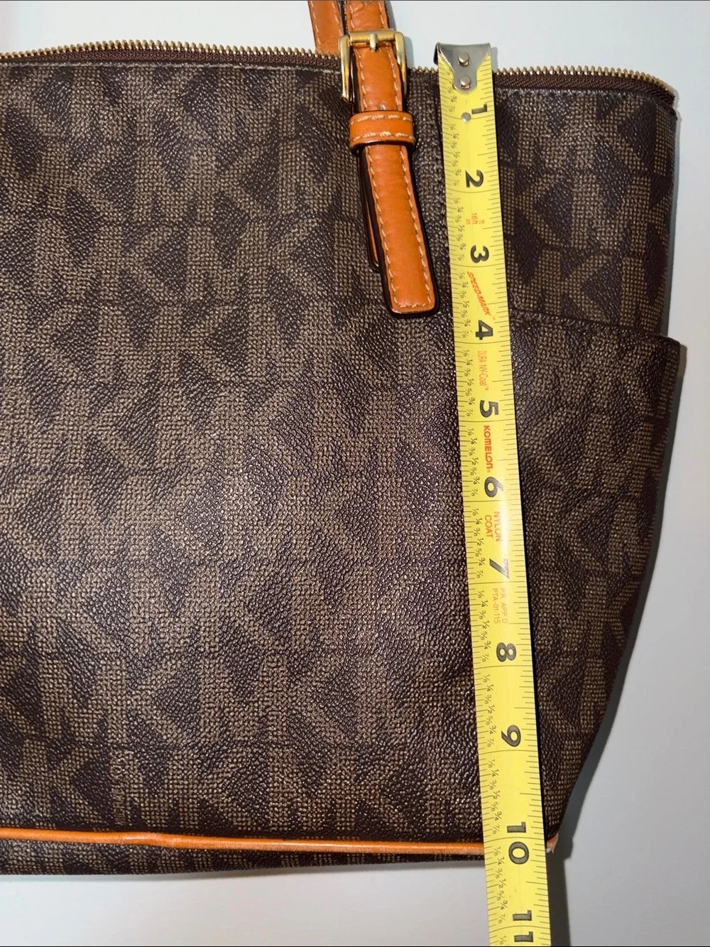 Michael Kors Brown Logo Tote with Tan Leather Trim